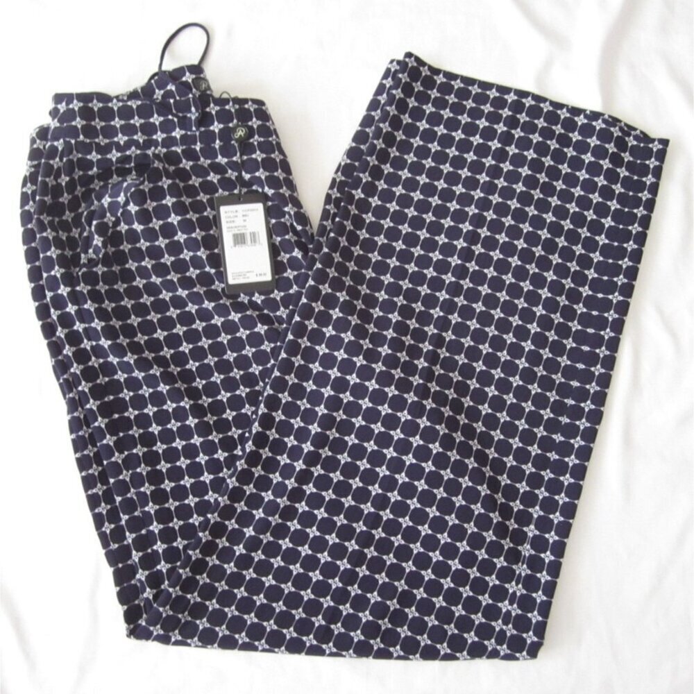 New W/ Tag Women Adrianna Papell Indigo TL Print Polyester Pants Sz M (WP339)